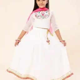 Girls Embroidered 3-Piece Lehenga Choli & Dupatta Set-image-71