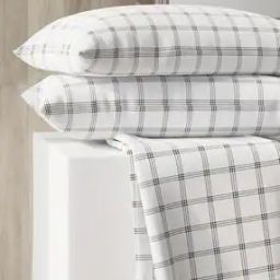 200 TC Checked Double Bedsheet with Pillow Covers-picture-49