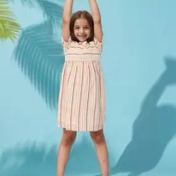 Girls Striped Fit & Flared Dress-image-73
