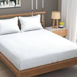 150 TC Striped Double Bedsheet with Pillow Covers-image-81