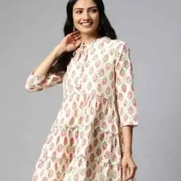 Floral Print Tunic with Tie-Up Neck-image-64