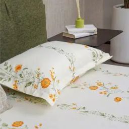 200 TC Floral Print Single Bedsheet with Pillow Cover-image-54