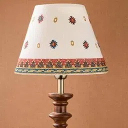 Fabindia White Cotton Drum Lamp -image-5