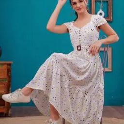 Women Polka-dot Fit and Flare Dress-image-72