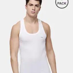 Pack of 8 Men Logo Print Scoop-Neck Vests-image-41