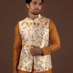 Men Printed Regular Fit Nehru Jacket-image-72
