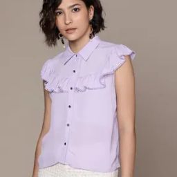 Relaxed Fit Shirt with Ruffle Trim-image-13