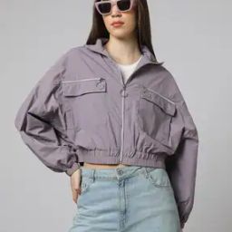 Women Jacket with Flap Pockets-47