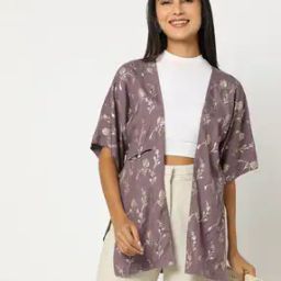 Floral Print Open-Front Shrug-2