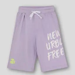 Boys Typographic Print Regular Fit Flat-Front Shorts-picture-15