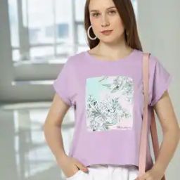 Women Floral Print Relaxed Fit Round-Neck T-Shirt-image-5