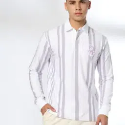 Men Striped Slim Fit Polo T-Shirt-image-77