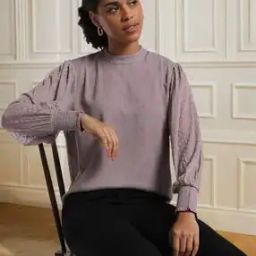 Women Patterned Relaxed Fit High-Neck Sweatshirt-8