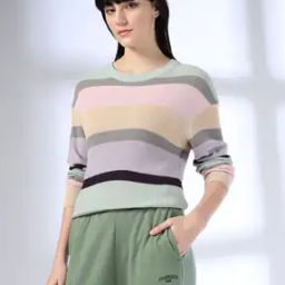 Women Striped Regular Fit Pullover-image-67