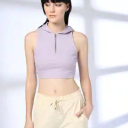 Women Ribbed Fitted Hooded T-Shirt-image-95