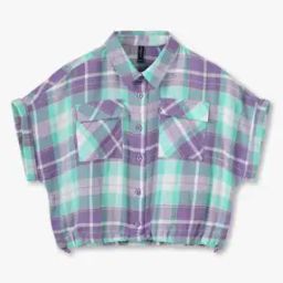 Girls Checked Relaxed Fit Shirt with Flap Pockets-image-38