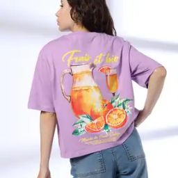 Women Graphic Print Boxy Fit Crew-Neck T-Shirt-image-16