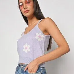Women Floral Print Sleeveless Pullover-image-98