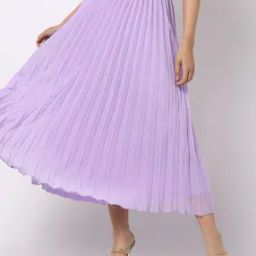 Pleated Flared Midi Skirt-image-89