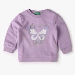 Girls Typographic Print Round-Neck Sweatshirt-image-12