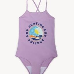 Typographic Print Square-Neck Strappy Swimsuit-36