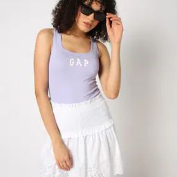 Women Solid Sleeveless Logo Print Tank Top-13