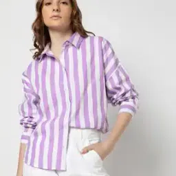 Women Striped Oversized Shirt-image-90
