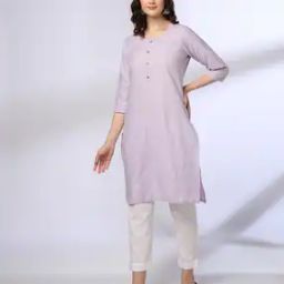 Women Striped Round-Neck Straight Kurta-23
