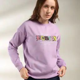 Women Typographic Print Regular Fit Round-Neck Sweatshirt-picture-24