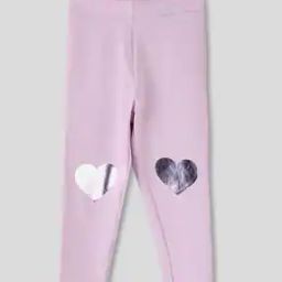 Foil Heart Print Leggings-23