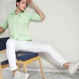 Spread Collar Shirt with Logo Patch Pocket-image-29
