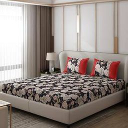 Floral Print Double Bedsheet with Pillow Covers-18