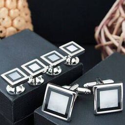 Pearl-Studded Cufflink & Shirt Studs Set-image-31