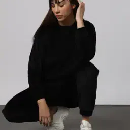 Round-Neck Sweatshirt with Ribbed Hem-image-31