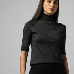 Women Turtleneck Pullover with Ribbed Hems-image-84