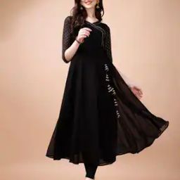 Women V-Neck Flared Kurta-picture-0