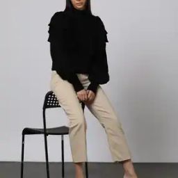 Ruffle Pattern Cable Knit Pullover-15