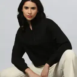 Half-Zip Cropped Sweatshirt-image-54