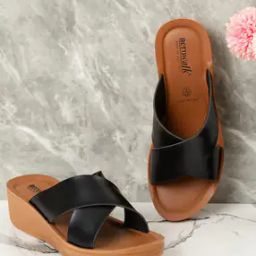 Women Multi Strap Slippers with Flat Heels-36