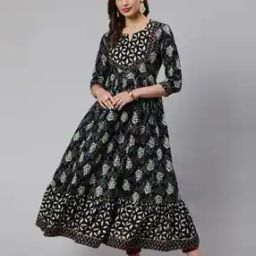 Printed Flared Kurta with 3/4th Sleeves-picture-20