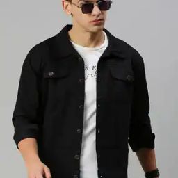 Men Regular Fit Denim Jacket with Flap Pockets-picture-12