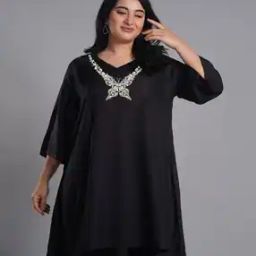 Women Embroidered Flared Kurti-image-40