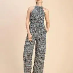 Women Geometric Print Jumpsuit with Insert Pockets-49