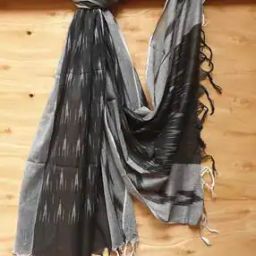 Handloom Woven Cotton Ikat Dupatta-image-85