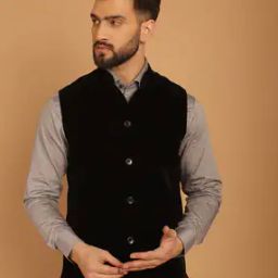 Men Tailored Fit Textured Nehru Jacket-21