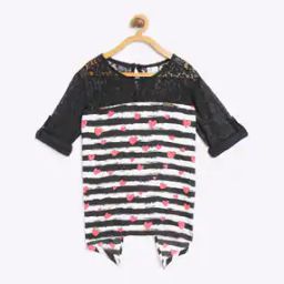 Heart Print Top with Lace Panel-image-9