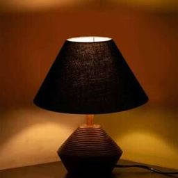 Cotton Table Lamp with Wooden Base-13