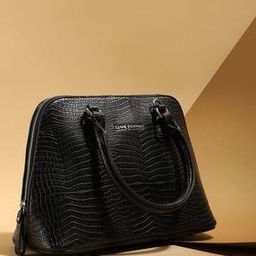Reptilian-Textured Shoulder Bag with Detachable Sling Strap-image-81