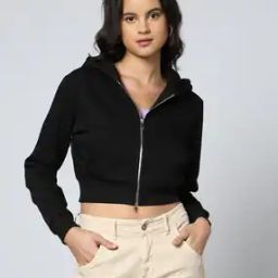 Women Relaxed Fit Crop Hoodie-image-73