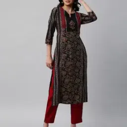 Women Floral Print Straight Kurta-image-20